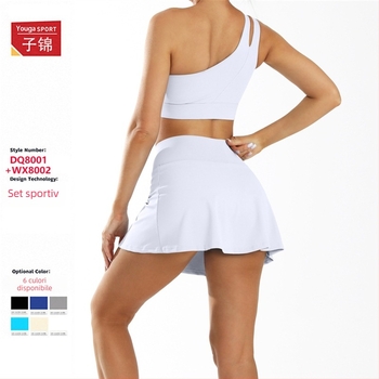 Set de yoga din două piese, sutien cu un singur umăr, fără mâneci, uscat rapid, material nylon/spandex 75/25, cu bureți pentru sâni, pantaloni scurți, potrivit pentru alergare și fitness