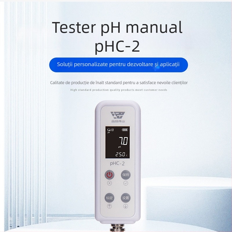 Dispozitiv pH pentru laborator, stil pix-pen, tester de pH de înaltă precizie cu afișaj LCD/LED, interfață electrod BNC, alimentare DC 1.5V, calibrare automată 1–3 puncte