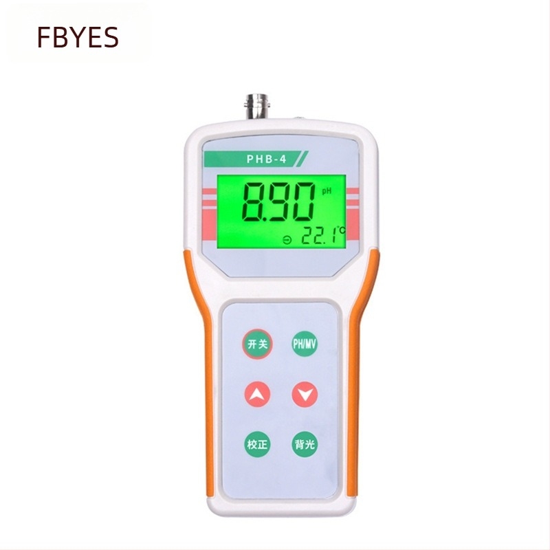 PHB-4 pH metru portabil cu afișaj digital, electrod din sticlă, interval de măsurare 0–14.00 pH, precizie 0.01 pH, compensare de temperatură 0–60 °C