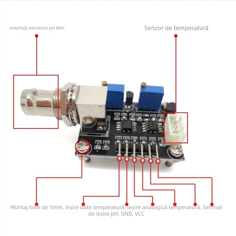 Măsurător pH industrial cu sondă personalizabilă, ieșire analogă de temperatură, interval de măsurare reglabil, compensare de temperatură ±0.5, alimentare DC5V