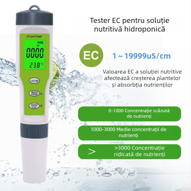 pH meter portabil cu sondă de sticlă, model TPH01137, interval de măsură 0.01-14.00 pH, alimentare 1.5V, marcă Craftsman hall