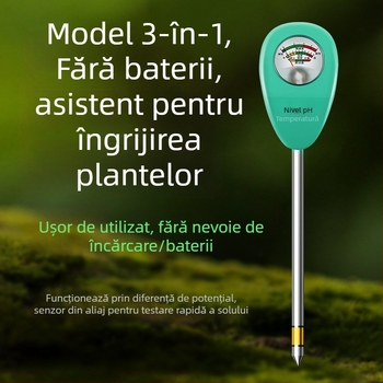 Tester pH și umiditate a solului MY808 pentru sere și plante în ghivece – precizie 0.2