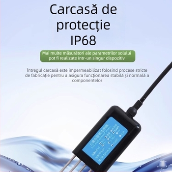 Senzor de sol cu parametri multipli: temperatură, umiditate, pH, EC (conductivitate electrică), NPK (model BSK-TR, marca Bingsheng Sensor, destinat experimente agricole)