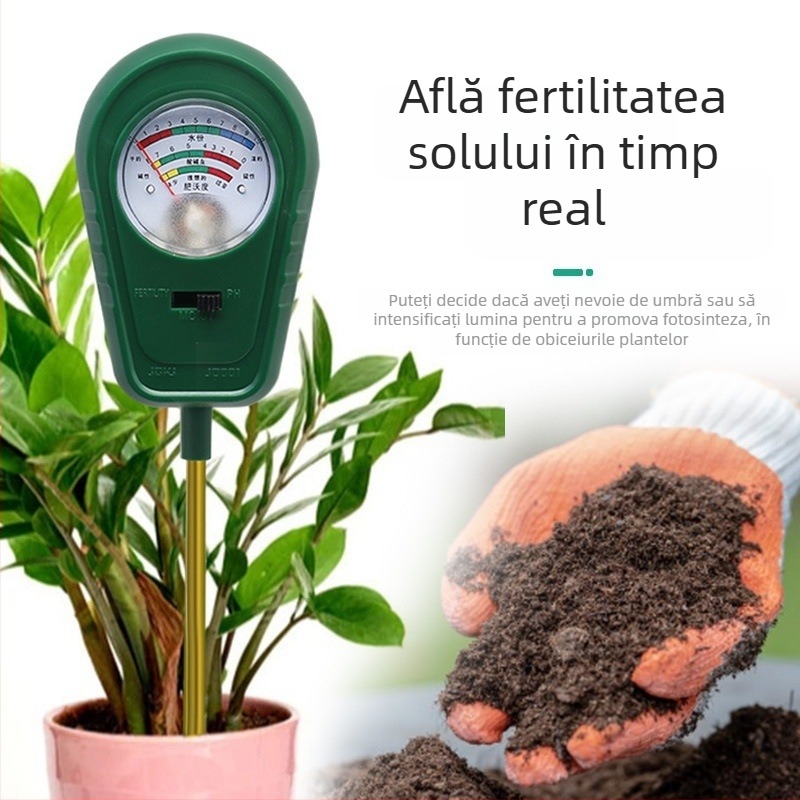 Detector de sol trei în unu: fertilitate, umiditate și pH