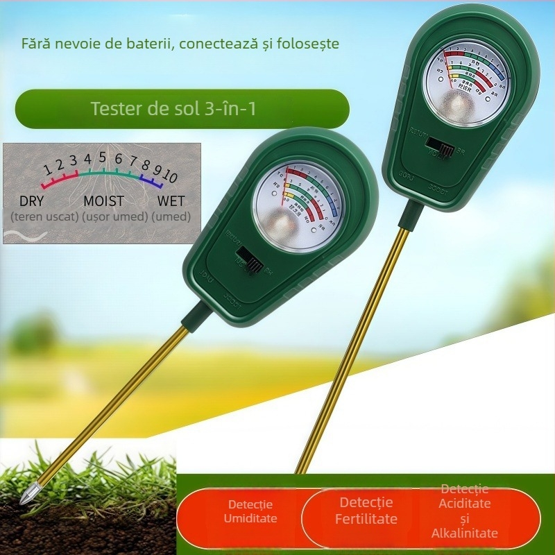 Detector de sol trei în unu: fertilitate, umiditate și pH