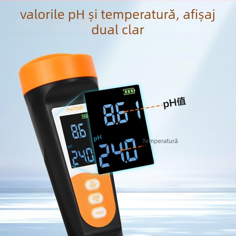 Pix test pH – Verificator portabil de pH pentru apă, interval 0.00–14.00 pH, precizie ±0.05 pH, compensare de temperatură 0.1–60°C, alimentare 1.5V×4, model DL339002