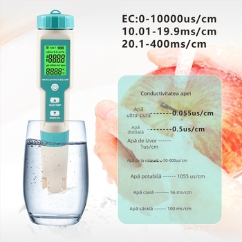 Analizator portabil de calitate a apei, model C-600; interval pH 0–14, precizie de 0,01 pH; Alimentare: 3×1,5V
