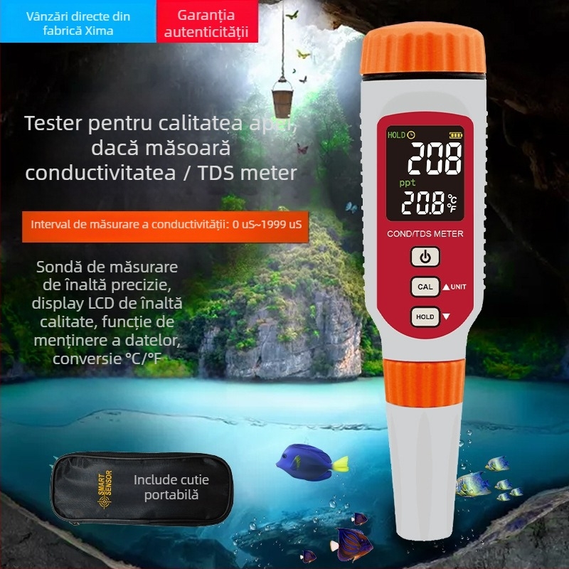 Analizator portabil de calitate a apei Hima AR8211+ cu teste de pH și salinitate