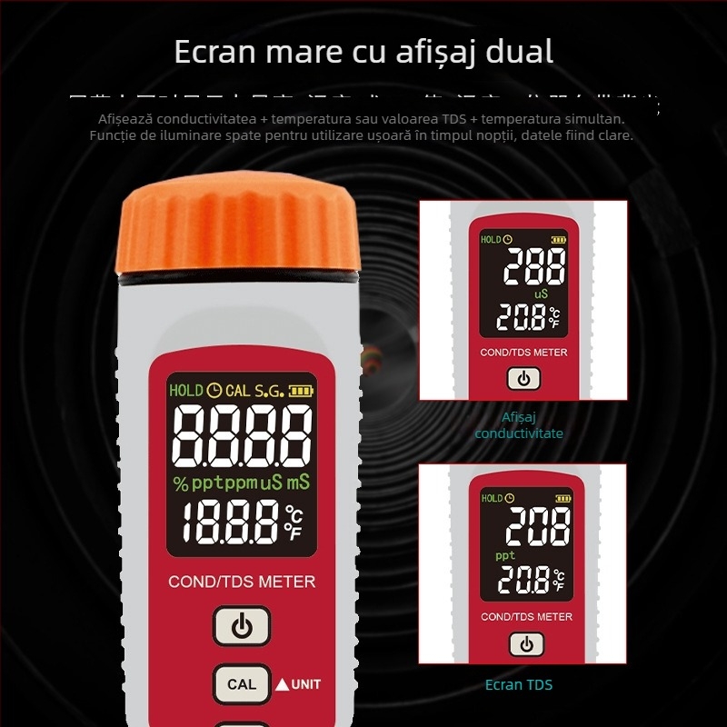 Analizator portabil de calitate a apei Hima AR8211+ cu teste de pH și salinitate
