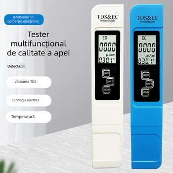 Analizator portabil pentru calitatea apei - testare pH și duritate totală, interval 0-9999 ppm / 1-14 pH / 0-9999 μS/cm, alimentare 3V, model RWtds02
