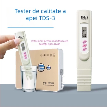 Analizator portabil pentru calitatea apei - testare pH și duritate totală, interval 0-9999 ppm / 1-14 pH / 0-9999 μS/cm, alimentare 3V, model RWtds02