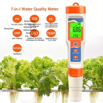 Analizator de calitate a apei 7 în 1 pentru hidroponie – pH 0–14, EC/TDS, ORP, nutrienți; Model YY-1101; precizie ±0.1 pH; Alimentare: 3×1.5V