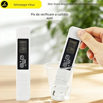 Detector portabil de calitate a apei TDS cu măsurare pH și oxigen dizolvat, interval 0–9999 ppm, conductivitate 0–9990 µS/cm, precizie 2%, alimentare 3V