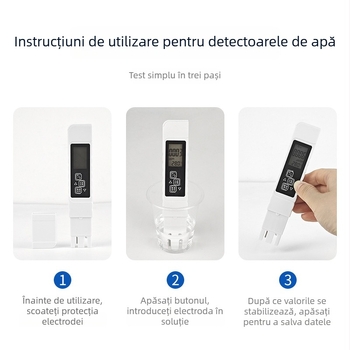 Detector portabil de calitate a apei TDS cu măsurare pH și oxigen dizolvat, interval 0–9999 ppm, conductivitate 0–9990 µS/cm, precizie 2%, alimentare 3V