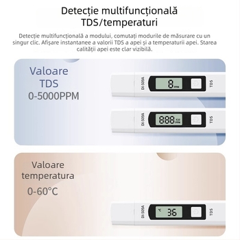 Tester portabil pentru calitatea apei TDS, Delixi Electric, model DECEMDI509A, interval 0-5000 ppm