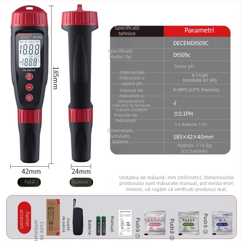 Tester portabil pentru calitatea apei TDS, Delixi Electric, model DECEMDI509A, interval 0-5000 ppm