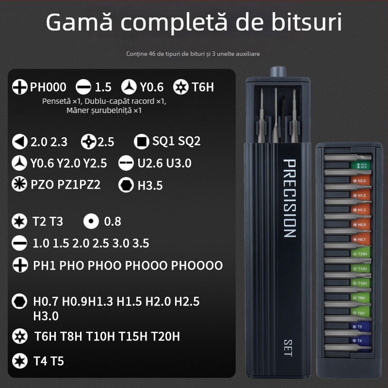 Maibu set de șurubelnițe de precizie 49-în-1 pentru telefoane mobile și laptopuri – îndepărtarea prafului, demontare și reparații, oțel unelte S2
