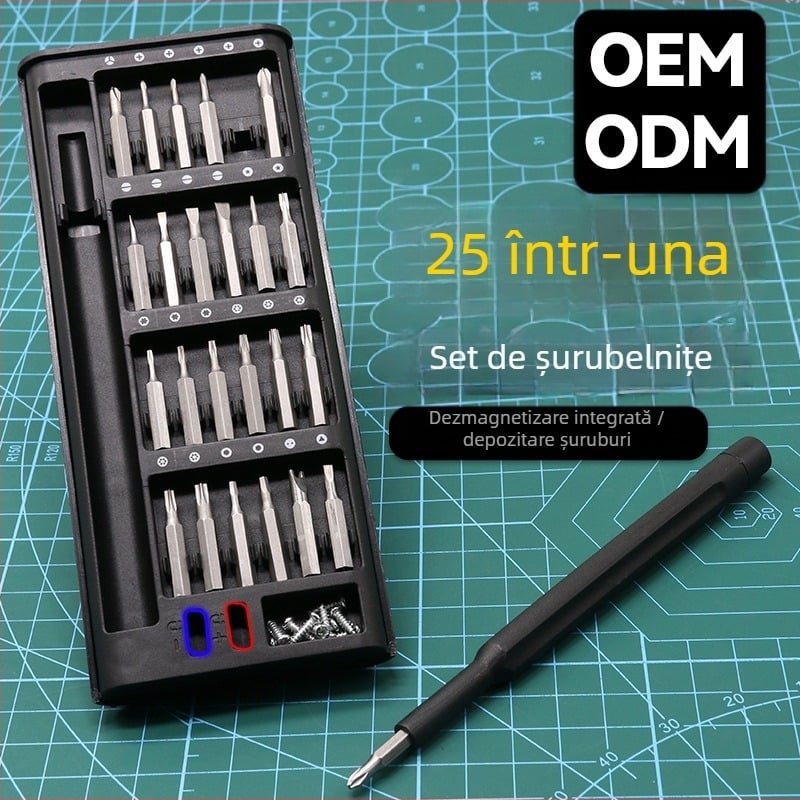 Set de șurubelnițe magnetice 25-in-1, multifuncțional, cu biți din oțel 45# pentru reparații casnice
