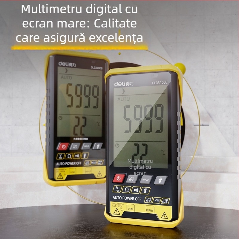 Multimetru Deli cu ecran mare, 5999 cifre, trei în unu, CAT III, utilizare profesională