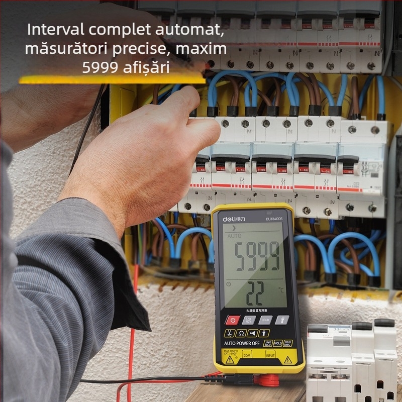 Multimetru Deli cu ecran mare, 5999 cifre, trei în unu, CAT III, utilizare profesională