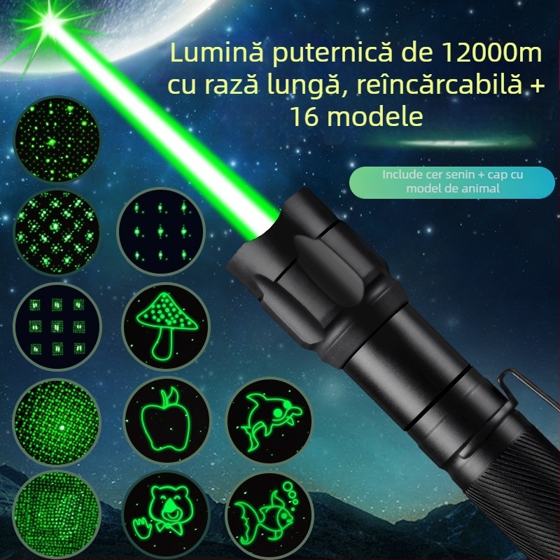 Pointer laser: rază lungă, reîncărcabil, model îmbunătățit, fascicul mai clar