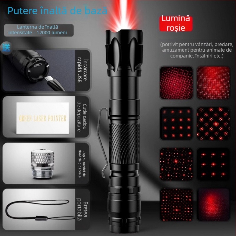 Pointer laser: rază lungă, reîncărcabil, model îmbunătățit, fascicul mai clar