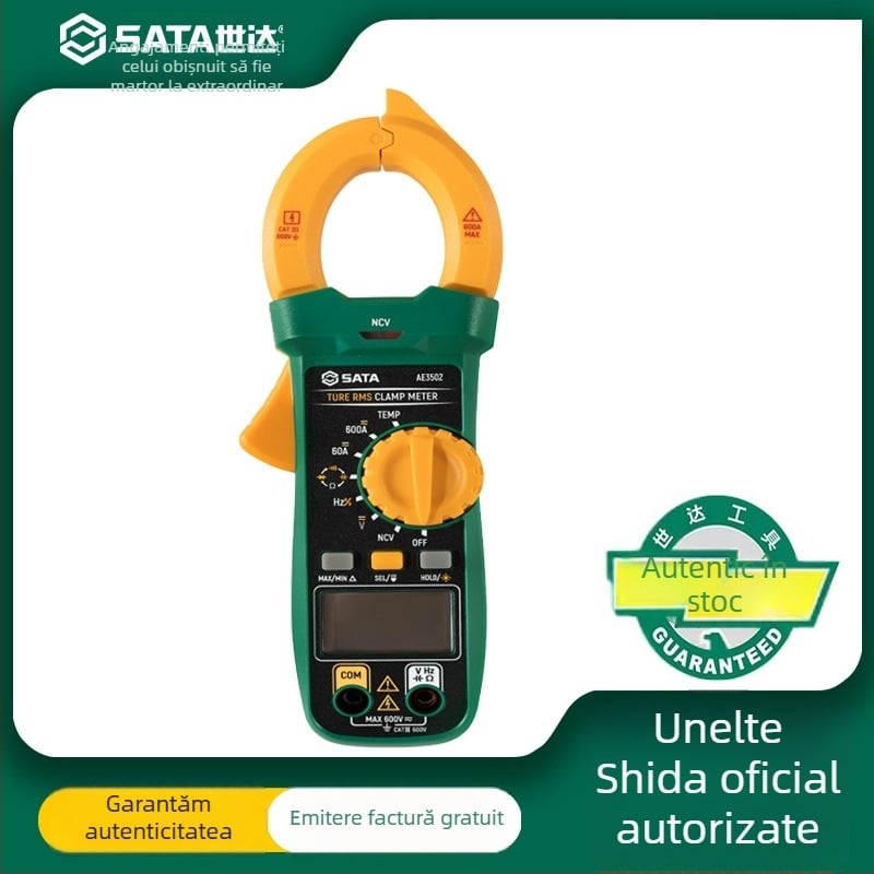 AE3502 Clește ampermetric AC/DC și multimetru digital — ecran digital de înaltă precizie, Sida/Sata