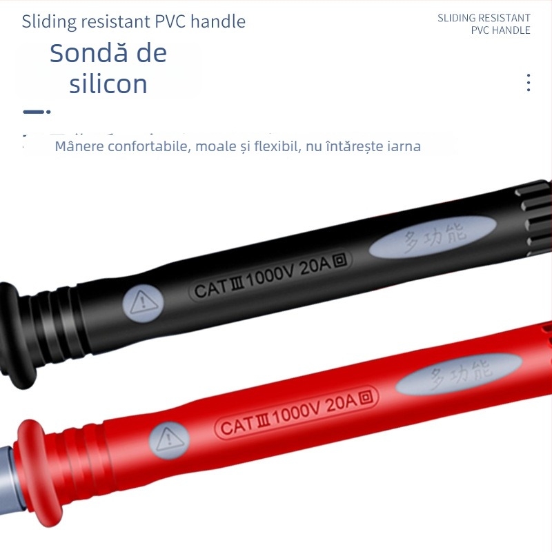 Stilou de test pentru multimetru 20 în 1, cu vârfuri din silicon interschimbabile și afișaj digital