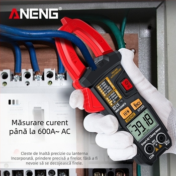 Aneng Clește ampermetric inteligent, Multimetru automat, înaltă precizie, afișaj digital iluminat