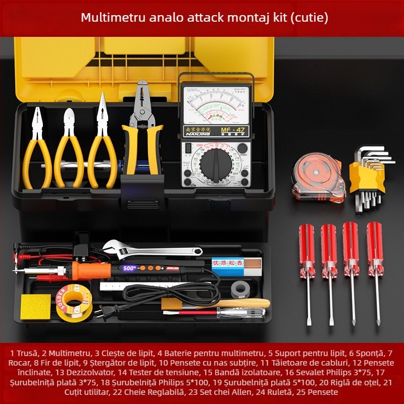 Kit de instruire cu multimetru și fier de lipit, cu afișaj digital, încălzire internă, trusă de scule pentru electrician