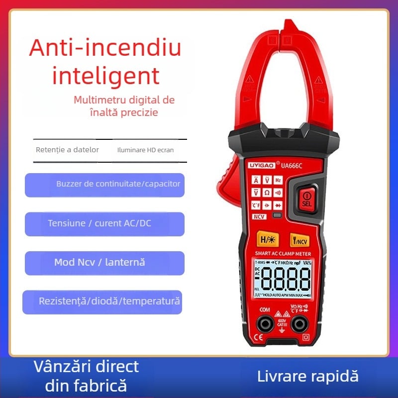 UA666C Identificare Inteligentă, Multimetru Digital cu Clamp de Înaltă Precizie, Domeniu 600 A, Afișaj 5999, de la UYIGAO