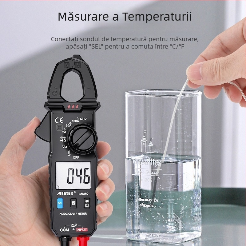 Ampermetru cu clemă, instrument digital multifunctional de măsurare a curentului, model YW-CM85C-000, MESTEK, domeniu de măsurare: 1