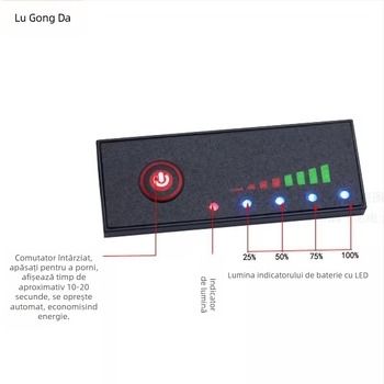 Indicator de putere pentru pachete de baterii litiu: intrare/ieșire 0–60 V, afișaj procent baterie, protecție împotriva polarității inverse, funcționează între -10°C și 65°C
