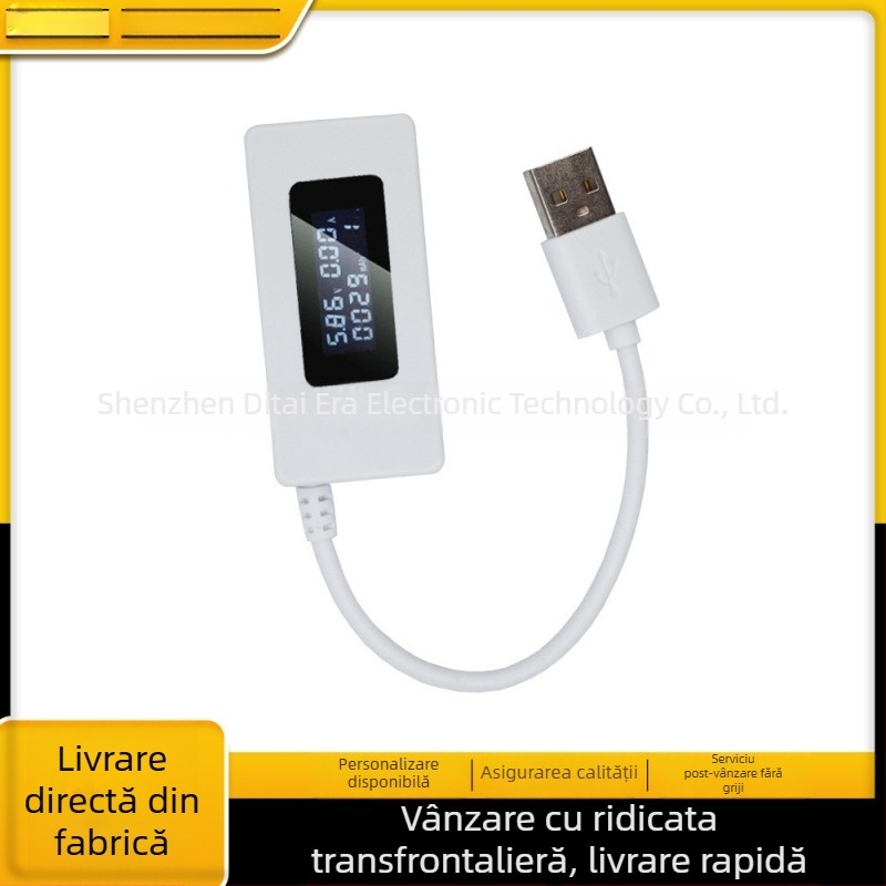 Măsurător USB de tensiune și curent cu afișaj LCD pentru monitorizarea capacității bateriei portabile
