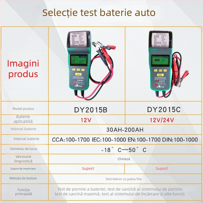 Duoyi Dy2015C tester pentru baterii auto – capacitatea bateriei, durata de viață, rezistența internă, pornire și încărcare, tester 12V