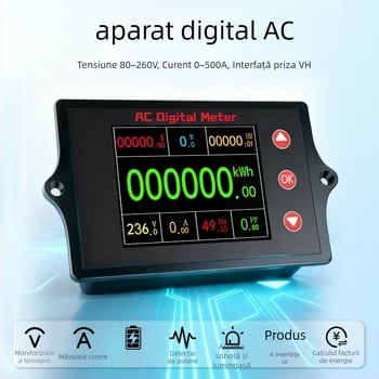 Peacefair Multifuncțional Multimetru de tensiune și curent pentru AC, cu afișaj digital, monitorizare a puterii, frecvență, energie