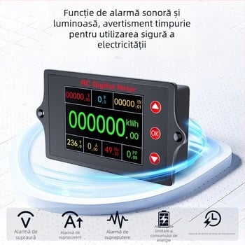 Peacefair Multifuncțional Multimetru de tensiune și curent pentru AC, cu afișaj digital, monitorizare a puterii, frecvență, energie