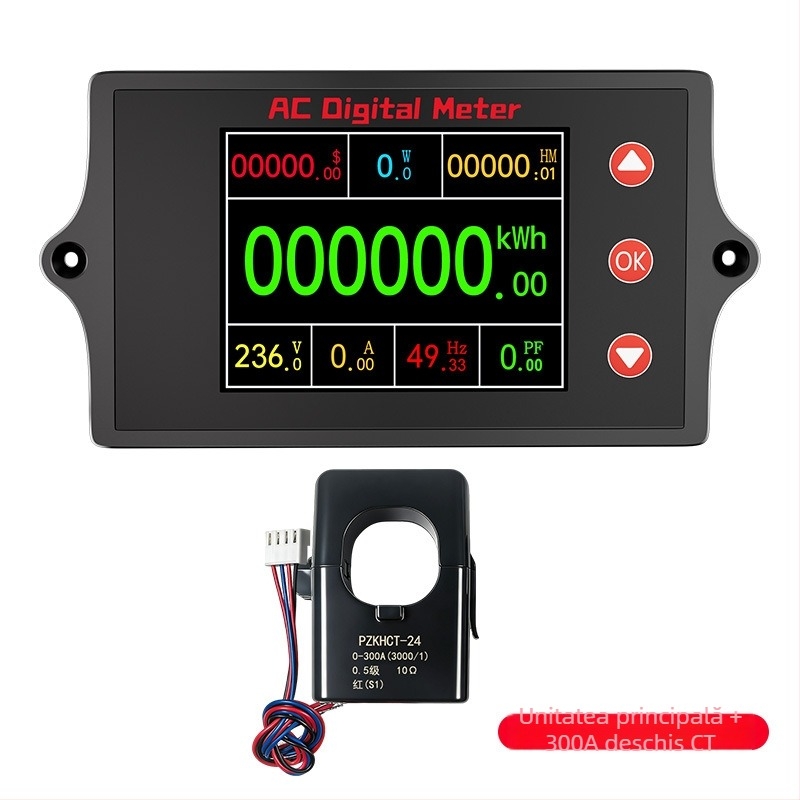 Peacefair Multifuncțional Multimetru de tensiune și curent pentru AC, cu afișaj digital, monitorizare a puterii, frecvență, energie