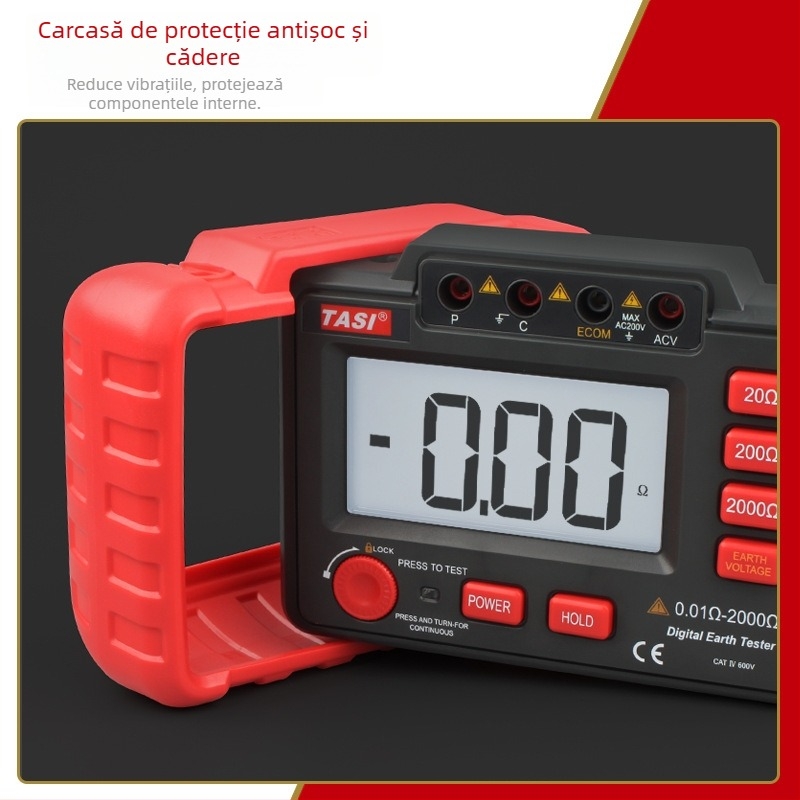 Tester de rezistență la împământare TA8331A cu măsurarea tensiunii de împământare, afișaj digital de înaltă precizie, alimentare cu baterii (8 x AA)