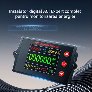 Peacefair Multimetru AC pentru tensiune și curent cu afișaj digital, monitorizare a puterii, măsurarea frecvenței și calculul costului energiei
