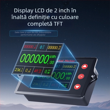 Peacefair Multimetru AC pentru tensiune și curent cu afișaj digital, monitorizare a puterii, măsurarea frecvenței și calculul costului energiei