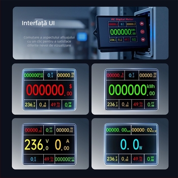 Peacefair Multimetru AC pentru tensiune și curent cu afișaj digital, monitorizare a puterii, măsurarea frecvenței și calculul costului energiei