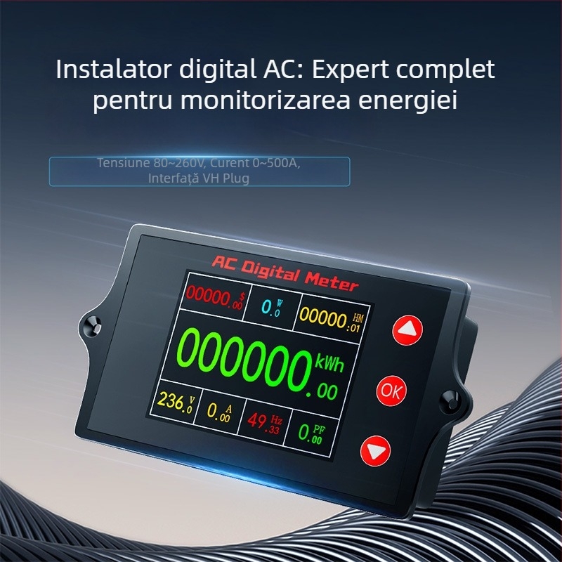 Peacefair Multimetru AC pentru tensiune și curent cu afișaj digital, monitorizare a puterii, măsurarea frecvenței și calculul costului energiei
