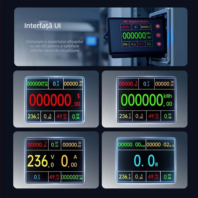 Peacefair Multimetru AC pentru tensiune și curent cu afișaj digital, monitorizare a puterii, măsurarea frecvenței și calculul costului energiei