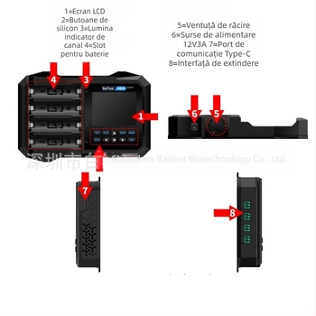 Tester baterii Li-ion pentru celule 18650, patru canale, 3,7V, patru sloturi pentru încărcare rapidă BTS04