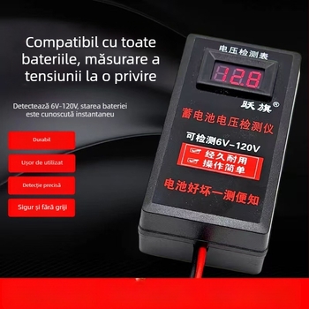 Detector de tensiune a bateriei și voltmetru pentru baterii cu plumb-acid, gamă 6V–120V, portabil, brand Leaping Flag