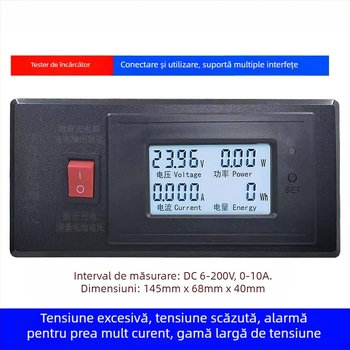 Detector pentru încărcător de vehicule electrice – măsurător de putere și tester de sarcină, măsurare tensiune baterie, model Pxc-031, DC 6-200V