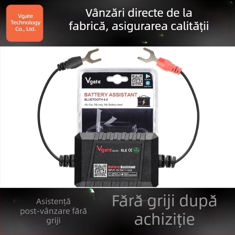 Vgate BA100 detector baterie auto Bluetooth 4.0, 12V și instrument de diagnosticare (intrare 6-20V, -40°C până la 90°C)