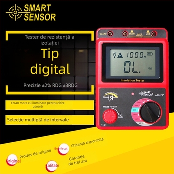 AR907A+ tester digital pentru rezistența izolației, megohmmeter de înaltă tensiune, 2500V test, precizie ±5%