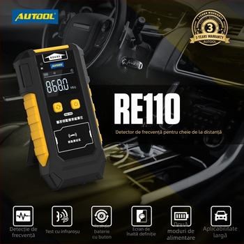 Autool RE110 Detektor de frecvență a cheilor de mașină și tester de semnal IR — Alimentare cu 4× AAA, intervalul de temperatură de funcționare -10°C până la 60°C, Sistem de Detecție 00